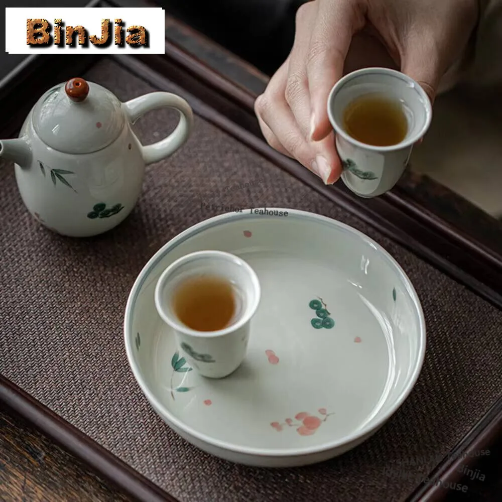 support-de-roulement-de-pot-peint-a-la-main-vert-secret-plateau-de-the-de-stockage-d'eau-retro-table-de-brassage-sec-ensemble-chinois-domestique-collection-de-cadeaux