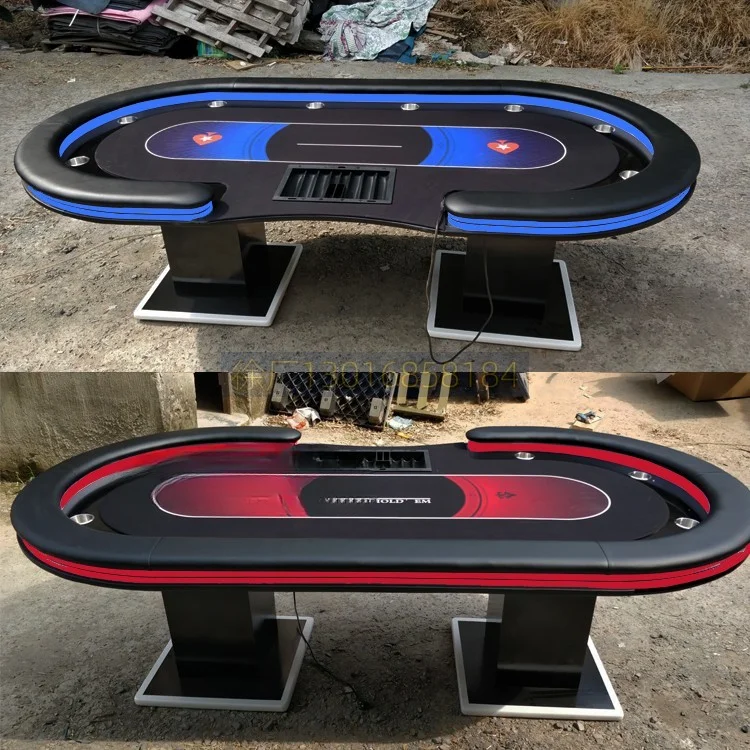 New Texas Hold'em table with remote control LED light can change color chip table competition