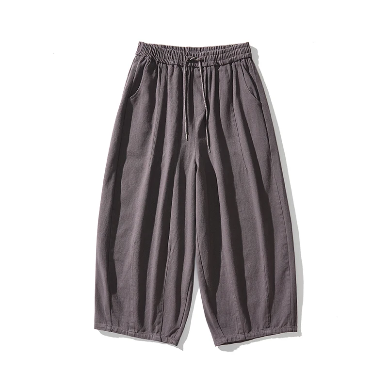 

2026 Spring Men Oversized Cotton Pants Men Soild Color Joggers Trousers Male Casual Harem Pants Men Baggy Wide Leg Pants