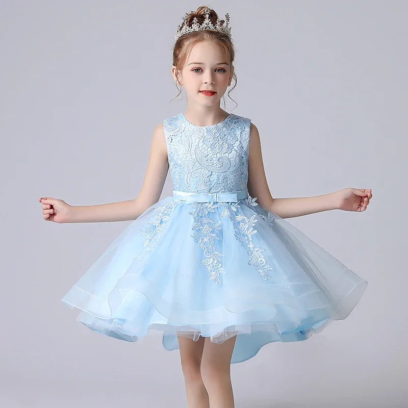 Girls Dress New Design Tail Chinese Style Elegant New Year Princess Children Evening Wedding Party Dress