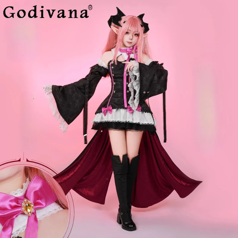 

Cosplay Anime Seraph of The End Dress Women Cosplay Halloween Party Black Dress Female Role Play Clothing Dress Suit
