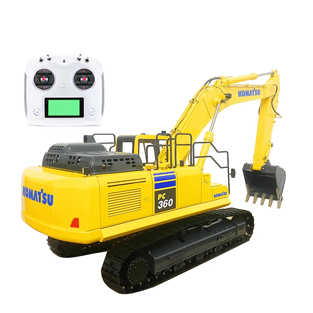 360 RC Excavator 1/12 Hydraulic RC Excavator Metal Model Toy with Light System Cab Interior Remote Control Car Toys for Adults