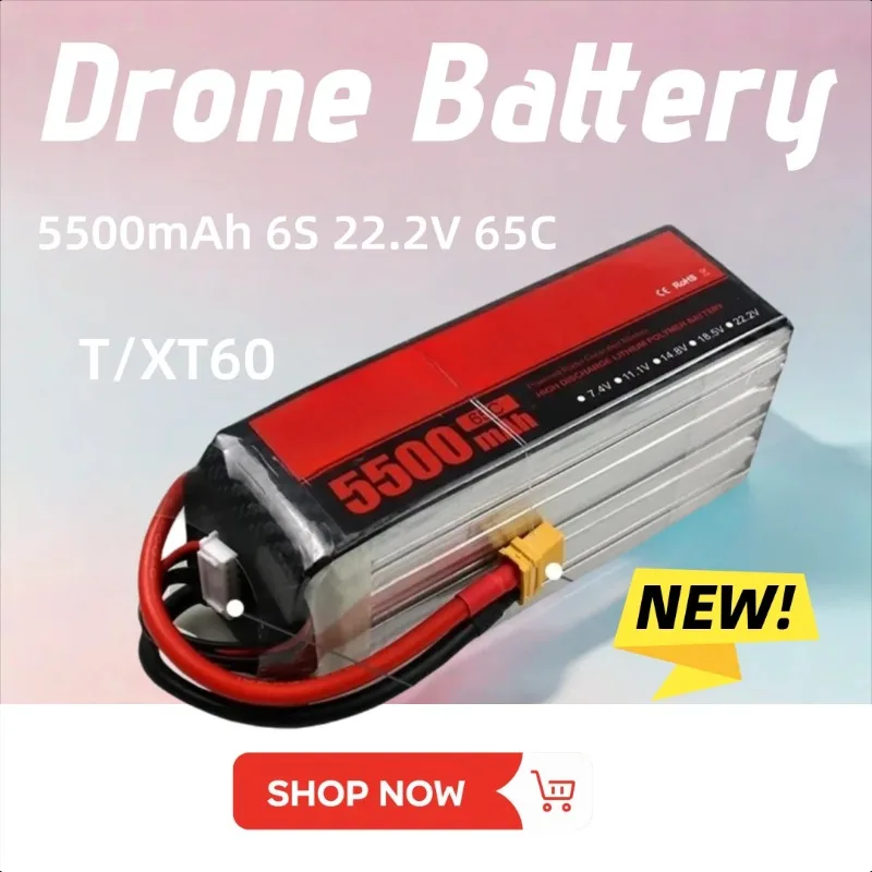 

5500mAh 6S 22.2V 65C T/XT60 LiPo Battery for RC Quadcopter Helicopter FPV Racing Drone Rechargeable Battery
