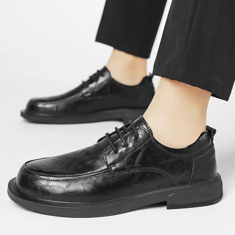 Handmade Fashion Leather Casual Men's Shoes High-grade Comfortable Lace Up Leather Shoes Daily Dating Loafers Formal Party Shoes