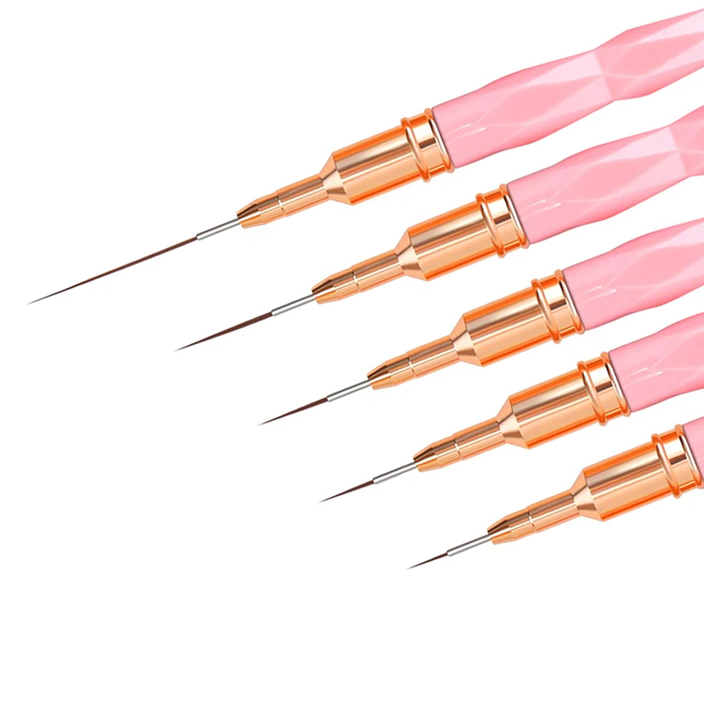 Pink Nail Art Brushes Rhombus Detail Fine Thin Liner Nail Pen 7/9/11/15/25mm Nail Painting Manicure Tool DIY Design Drawing