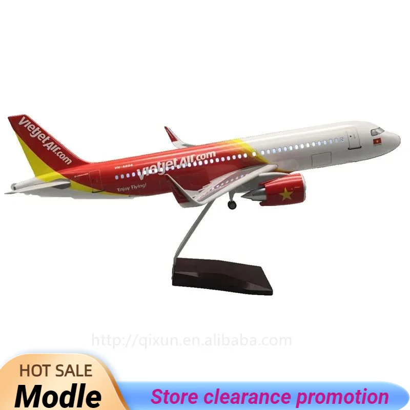 

Hot Sale Large Scale 1:80 47cm Resin Model Aircraft A320 Vietjet Air Airplane Model with Wheels Children's Toys Home Decor