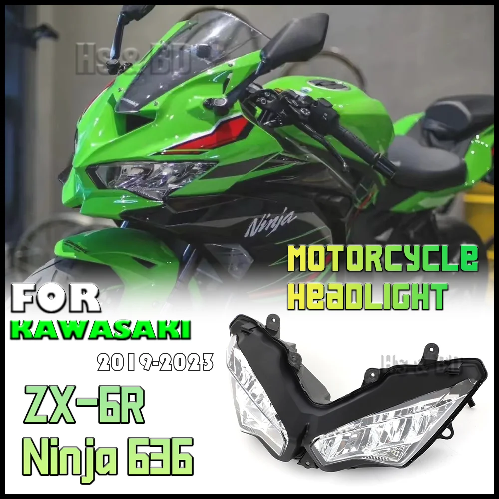 Motorcycle headlight For Kawasaki ZX-6R ZX6R Ninja636 Ninja 636 ZX-6 Front Headlight Lamp Assembly Lens HeadlLamp LED spotlights