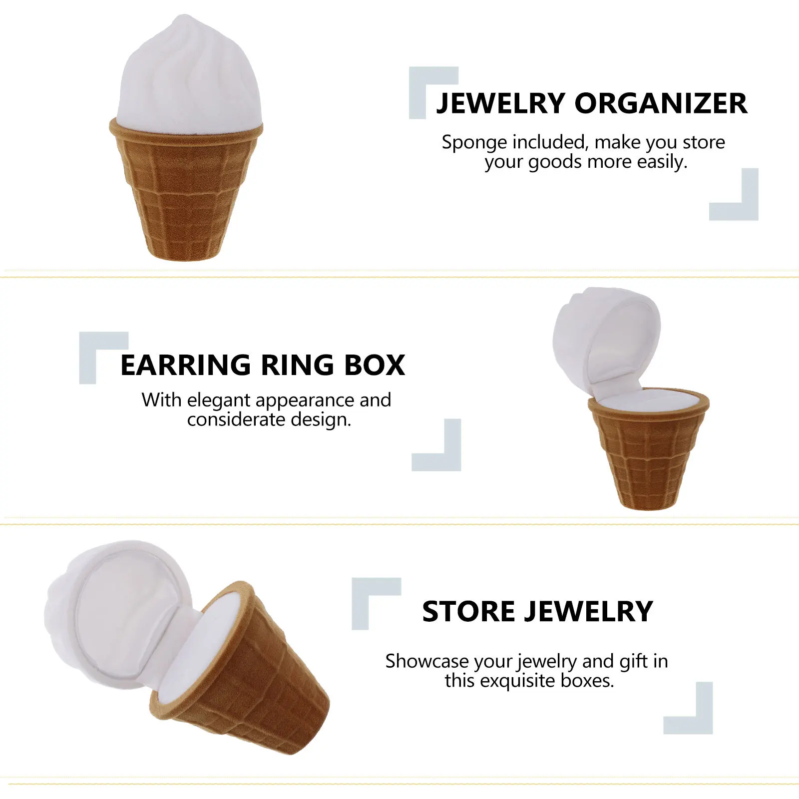 

1Pcs Simulated Ice Cream Ring Box Creative Jewelry Case Engagement Wedding Proposal Storage Gift Ice Cream Shape Ring Box