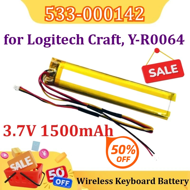 

New 533-000142 1500mAh 3.7V for Logitech Craft Y-R0064 Wireless Keyboard Battery
