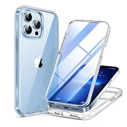 360 Full Body Case for iPhone 15 14 13 12 11 Pro XR XS Max 8 7 6 Plus SE 2020 Silicone TPU+PC Funda Transparent Protect Cover