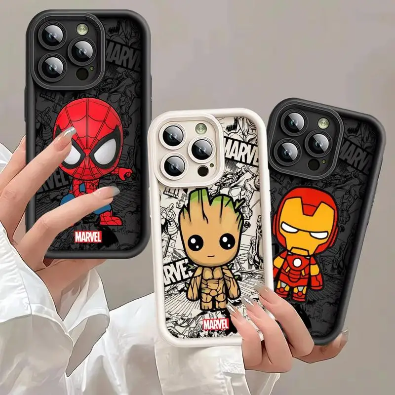 Marvel Groot Spiderman Phone Case for iPhone 11 Pro 13 Mini XS Max 12 Pro SE XR 8 7 14 Plus 15ProMax 13 Cover 