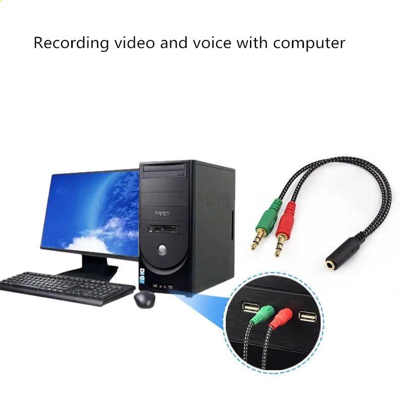 Kabel Ekstensi Audio Splitter Headphone untuk Komputer 3.5 Mm Perempuan untuk 2 Male 3.5 Mm MIC Earphone untuk PC Adaptor