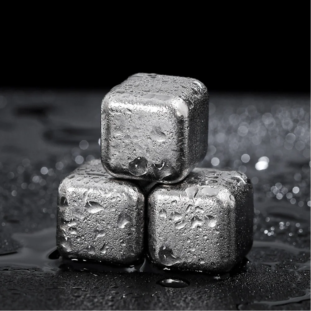 Pure Metal Cooling Stones 27mm Quick Freeze Reusable Titanium Ice Cubes For Bar Drinks Whiskey Wine Camping Outdoor Accessories