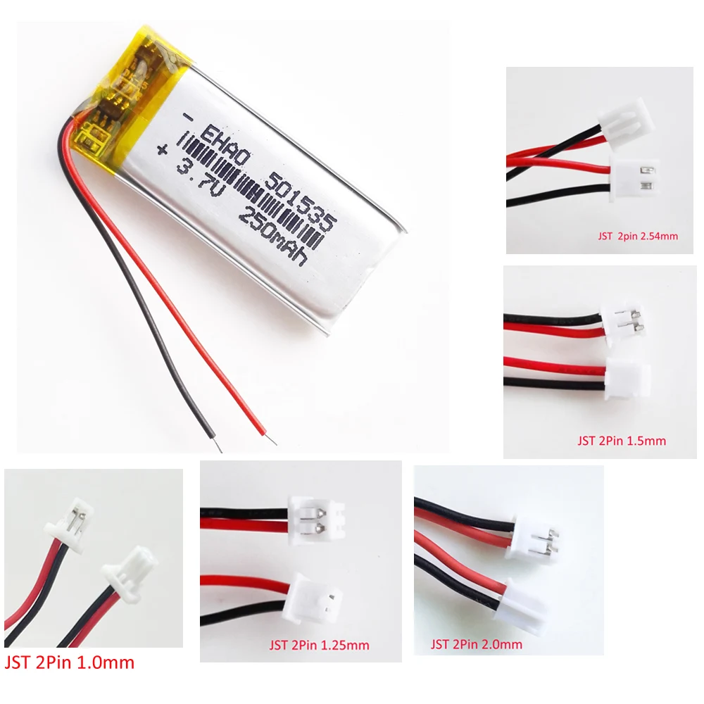501535 3.7V 250mAh LiPo Rechargeable Battery  For Headphone Headset Bluetooth Smart Watch Led Light