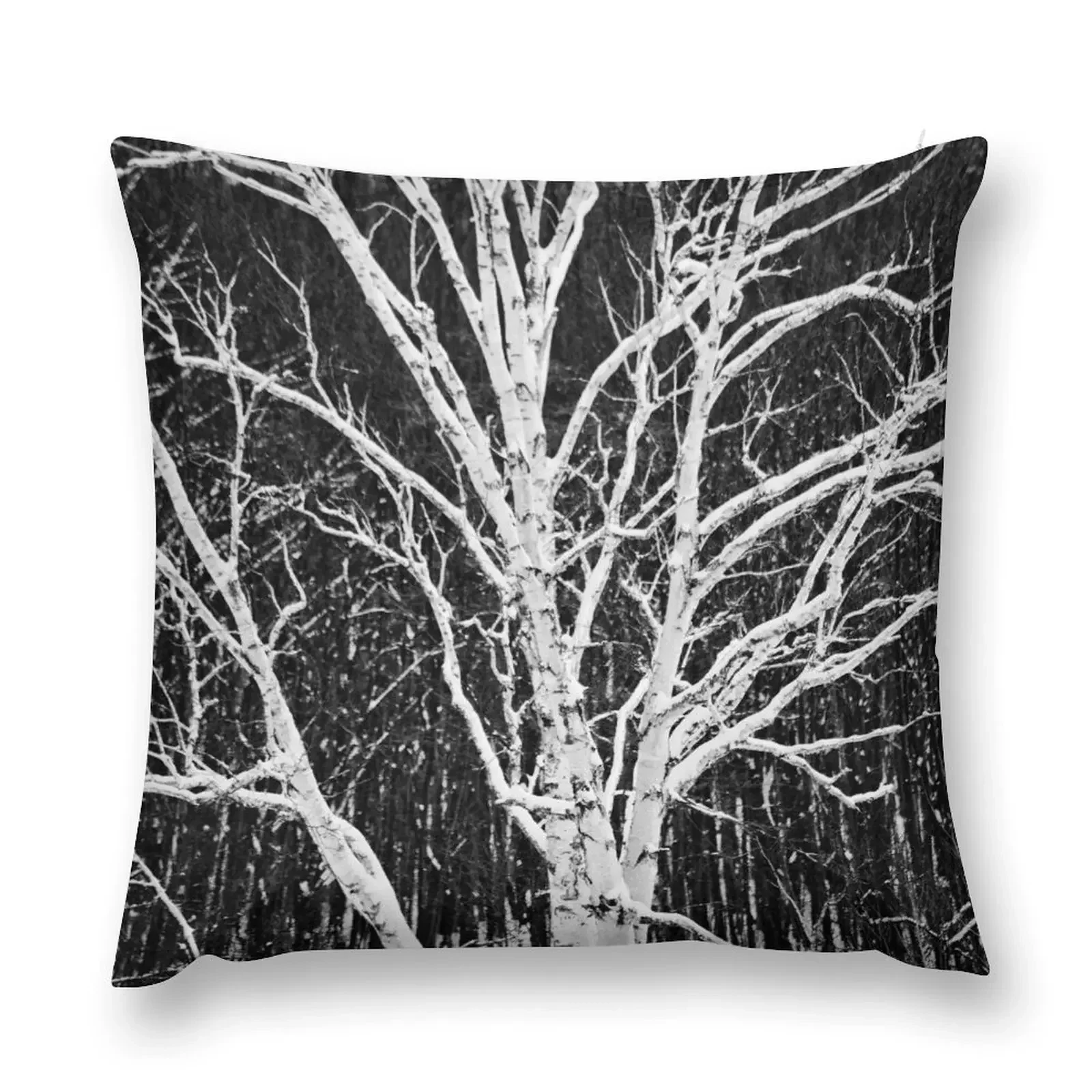 

White Birch Tree In Black And White Throw Pillow christmas cushions covers autumn pillowcase bed pillows pillow