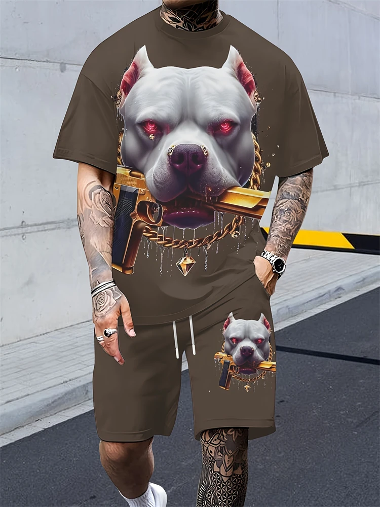 New Men's Round Neck Short Sleeve Shorts Suit Fashionable And Simple For Outdoor Activities And Daily Wear Two-piece Set
