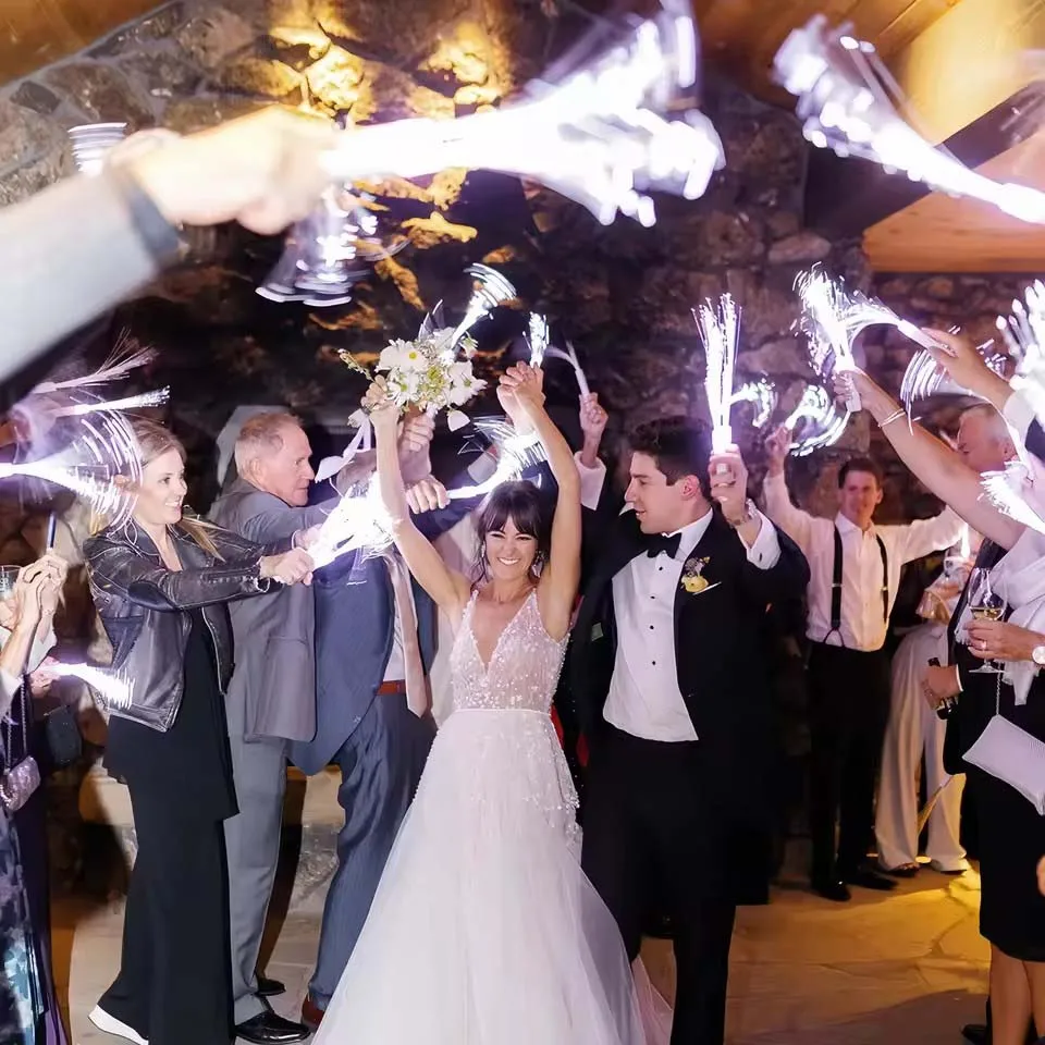 12-96PCS LED White Fiber Optic Wands For Wedding 3 Modes Flashing Glow Sticks for Kids Light Up Wand Dark Party Favors Birthday
