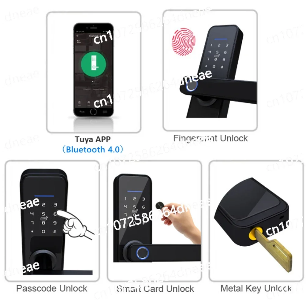 Tuya Fingerpirnt Password Smart Door Lock Digital Keypad Electronic Lock Card Keys Fingerprint Tuya Bluetooth Smart Lock Keyless