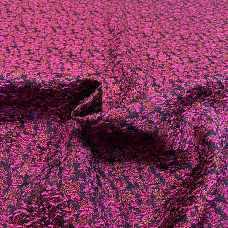

Рельефная золотая проволока, маленькая тканая жаккардовая ткань с цветочным принтом, комплект ветровки, тканая парча, темный узор, ткань для шитья