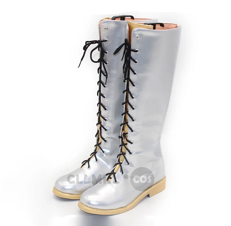 ルミ・ゾイ・ミラ コスプレ衣装靴 ホワイト ハンドメイド フェイクレザーブーツ