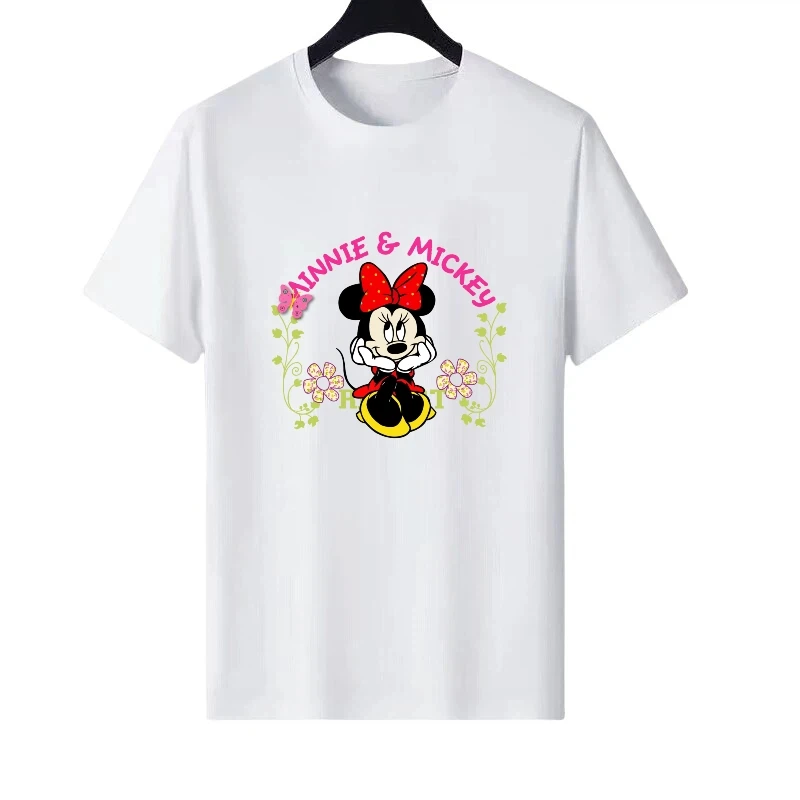 

Disney Mickey Mouse Pattern Woman Casual White Summer Parent-Child Clothing Tops Ladies Cheap Short Sleeves T-Shirt Sweatshirts