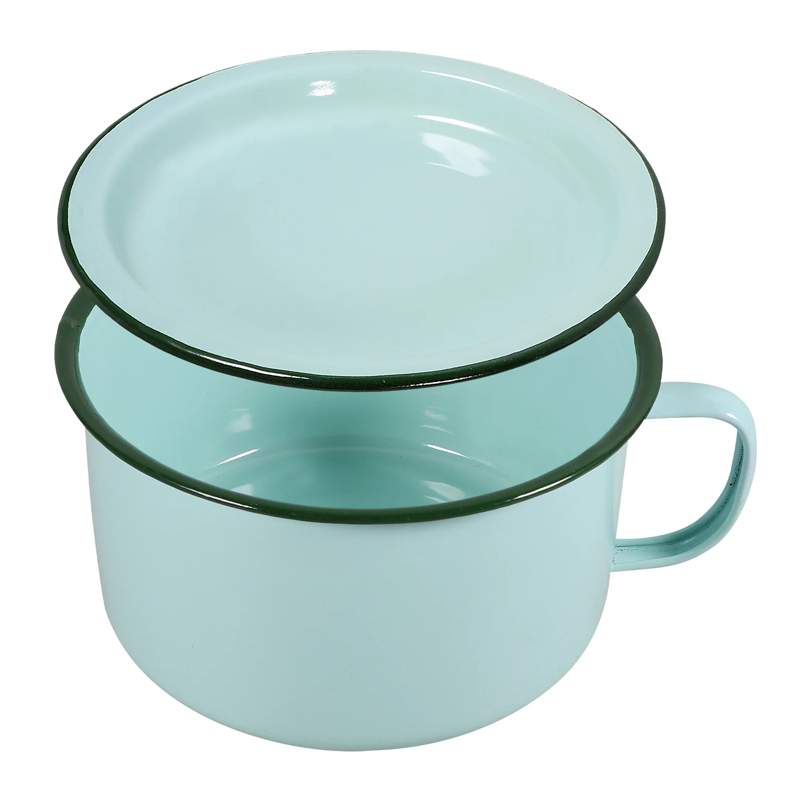 

1pcs Ramen Enamel Food Serving Bowl For Soup Noodles Rice With Lid Japanese Style Cereal Bowl Kitchenware Household Tableware