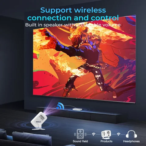 Proyector portátil nativo 1080P Full HD 4K compatible con enfoque automático y proyector Keystone, WIFI6 y BT5.4 Android TV cine en casa al aire libre