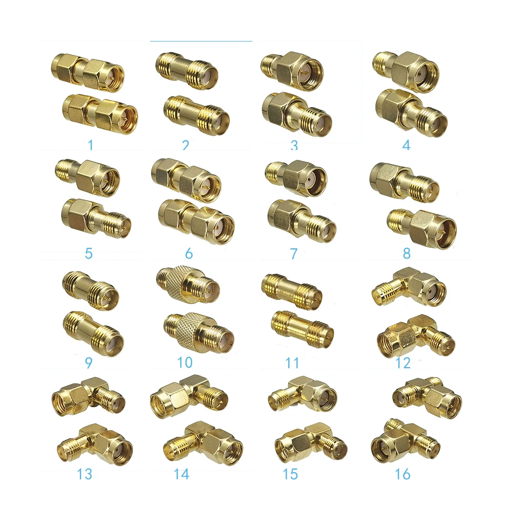 1pcs Connector SMA RP SMA to SMA RP SMA Male Plug & Female Jack RF Coaxial Adapter Wire Terminal Brass