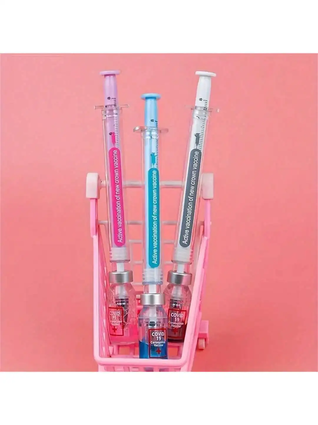 2pcs Creative Needle Vaccine  Neutral Pen Water Injection Syringe Shaped Water Pen Decompression Injector Neutral Pen Random