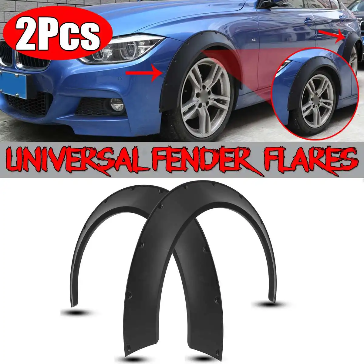 8086 2pcs Universal Car Fender Flares Mud Mudguards Extra Wheel Arches Extension For Benz For Audi For VW Golf MK 5 6 7 For BMW