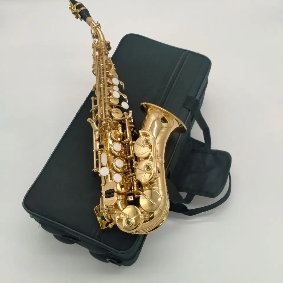 

TaiWang KSALMA KSS-1000 Curved Soprano Saxophone Gold Lacquer B flat Sax with All Accessories Fast shipping Musical Instruments