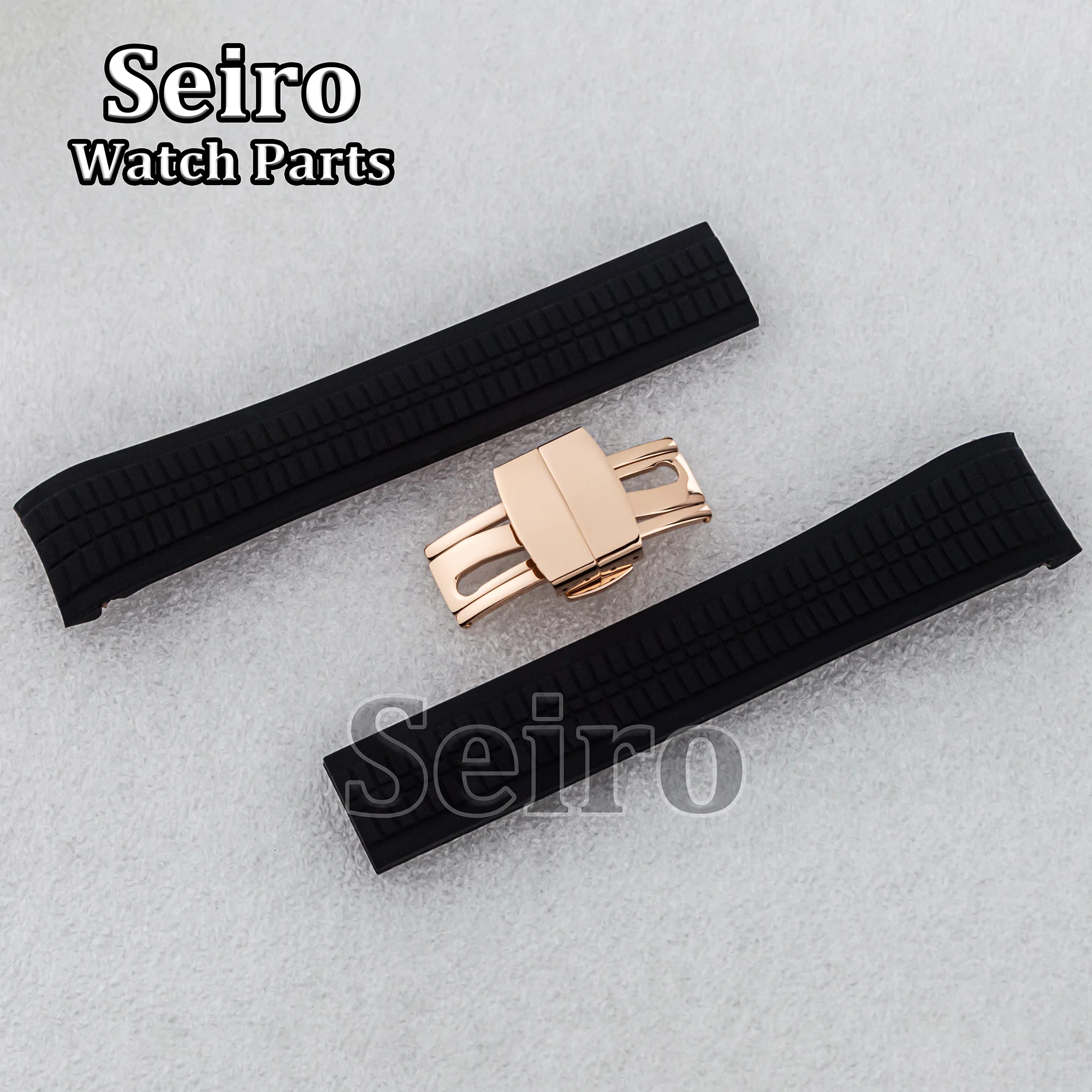 Stainless Steel Rose Gold Buckle 21MM Rubber Strap Watch Bracelet Black Green Brown Blue Watchband for AQUANAUT Nautilus Case