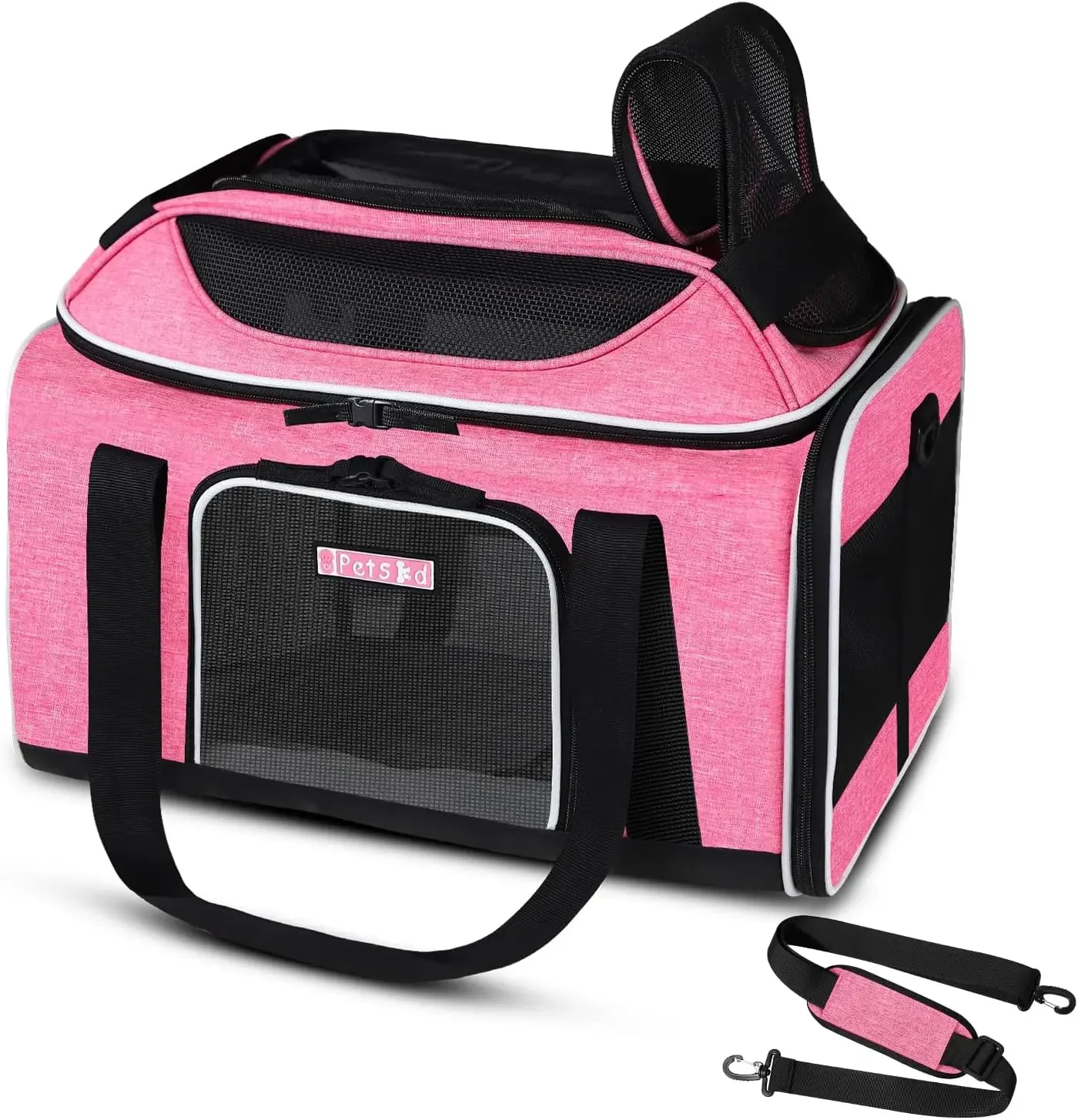 Pet Carrier 17x11x9.5 Inches Alaska Airline Approved, Soft-Sided Carrier for Small Cats and Dogs with Locking Saf