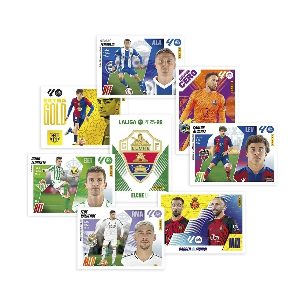 حزمة ألبوم الدوري الشرقي 2025-2026 - ملصقات سلسلة Panini La Liga الرسمية مجموعة ملصقات Panini المتاحة