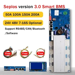 Seplos BMS 48V 100A 150A 200A 7S 8S 13S 14S 15S 16S LFP With Bluetooth LCD Screen Smart BMS Li-Ion LiFePO4 Battery Inverter