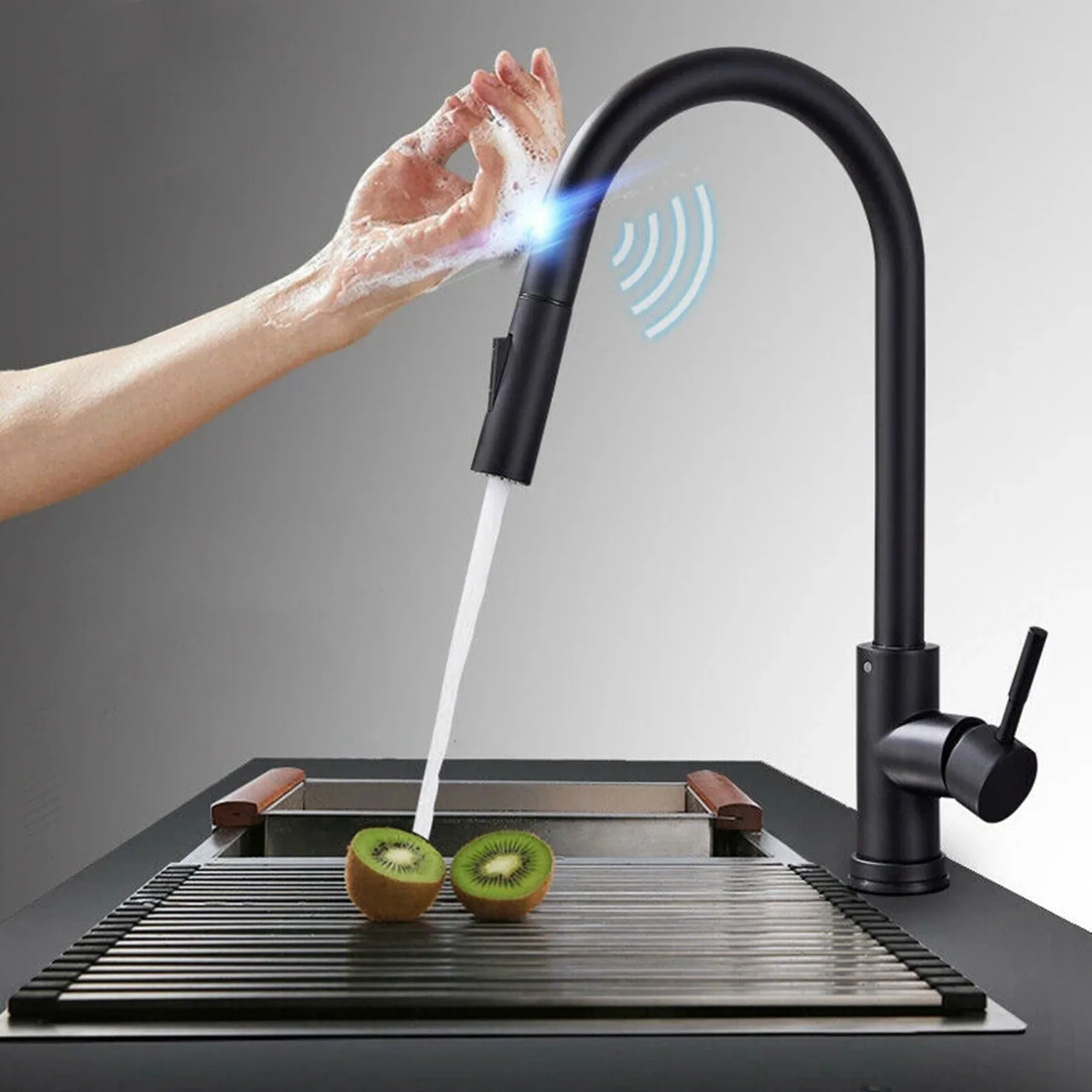 24-Hour Delivery Removable Stainless Steel Kitchen Faucet Kitchen Sink Faucet Smart Home Induction Press Control Sensor