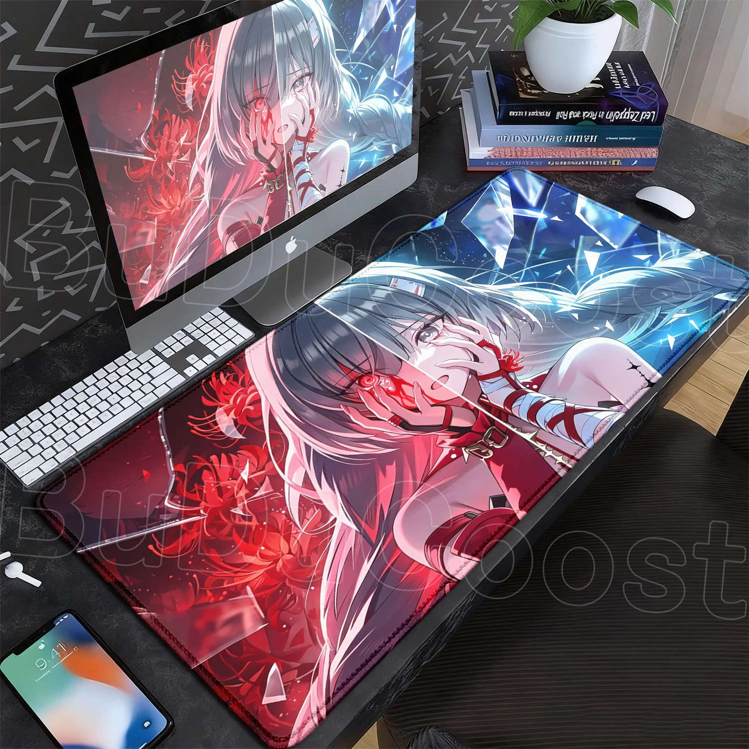 Anime Red Girl Tastaturmatte, Spiel-Mauspad, Wuthering Waves, Gummi, Gaming-Zubehör, neu, groß, beliebt, hübsches Phrolova-Mauspad – Detail 16