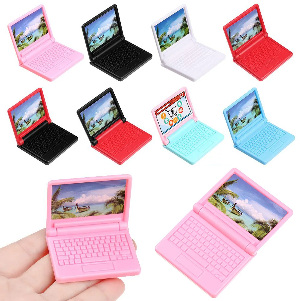 1Pcs Simulation Miniature Tablet Computer Mini Laptop Model Collapsible Office Computer Model Dollhouse Decoration Accessories