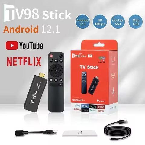 4K Smart TV Stick TV98 Android 12.1 Smart TV Box 2.4G 5G Wifi Rockchip 3228A 2GB 16GB 4K HD 3D Smart Android TV Stick