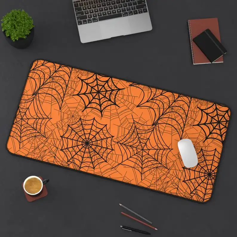 Adhesive Halloween Spider Web Mouse Pad, Non-Slip Waterproof Gaming Mouse Pad,Game Desk Decorative Mat, Perfect Gift for Friends