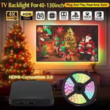 Natal ambiente tv led backlight sincronização para tela para 40-130 Polegada faixa de luz de sincronização em tempo real para 4k hdmi-compatível 2.0 dispositivo