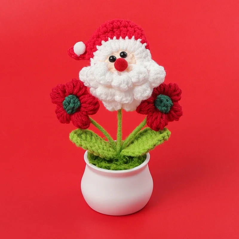2026 Weihnachts-Häkel-Schneemann im Topf, Kreative Handgewebte Weihnachtspuppe, Tischdekoration, Künstlicher Blumentopf, Geschenk – Detail 4
