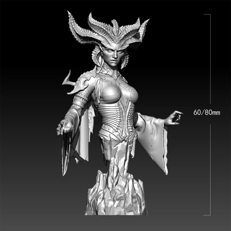 1/24 60mm 1/18 80mm Resin Model Kits Devil Queen Bust Unpainted No Color RW-1191