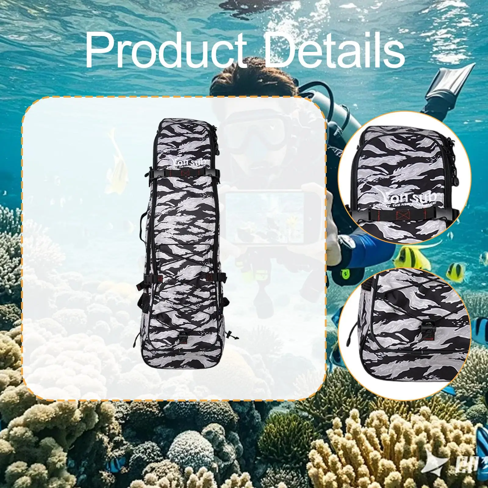 Long Fins Storage Bag Quick Access Portable Breathable Freediving Fins Backpack Scuba Gear Storage Backpack for Outdoor Swimming