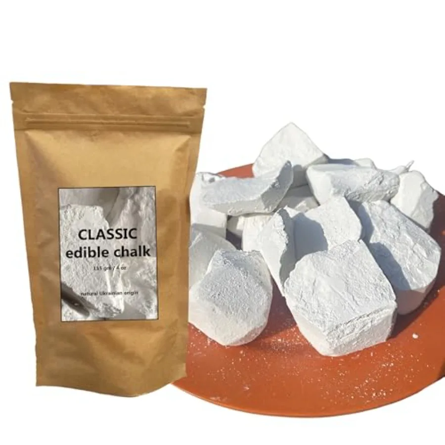 Classic Natural Edible Chalk Organic Crunchy White Chalk Chunks for Eating, Pica Cravings, and ASMR Pure Ukrainian 4oz 115g