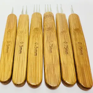 0.5 mm / 0.75 Mm Bambu Crochet Knitting Needles Hooks Dreadlock Crochet Hook Jarum Rajut Rambut Gimbal Alat untuk Kerajinan Kepang 10 rambut gimbal jarum rajut penjualan terbaik - №