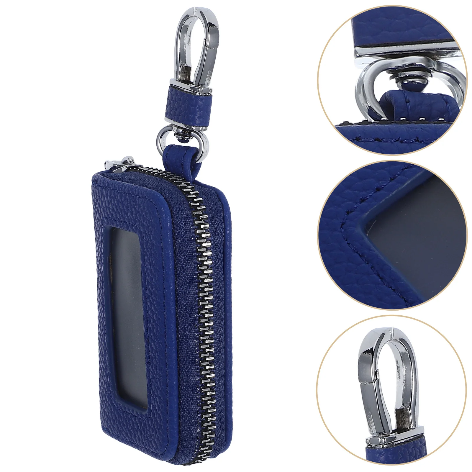 

Car Key Fob Cover Vintage Design Metal Zipper Lightweight Key Pouch Comfortable Car Remote Holder Remote Holder
