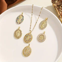 High-grade Micro-inlaid Zircon Colored Madonna Series Pendant Women's Necklace Pendant Simple Style Pendant Color Random