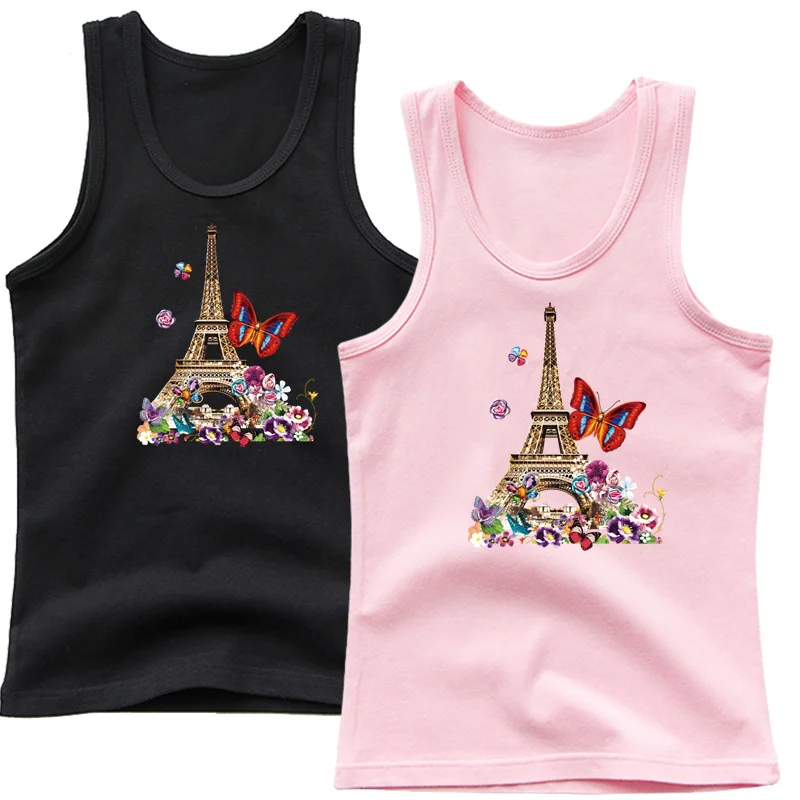 Kawaii Girls Sleeveless T Shirts Ballet Dance Kids Cartoon Print Vest Dancer Summer Children\'s Cotton Tank Tops Fashion Clothes