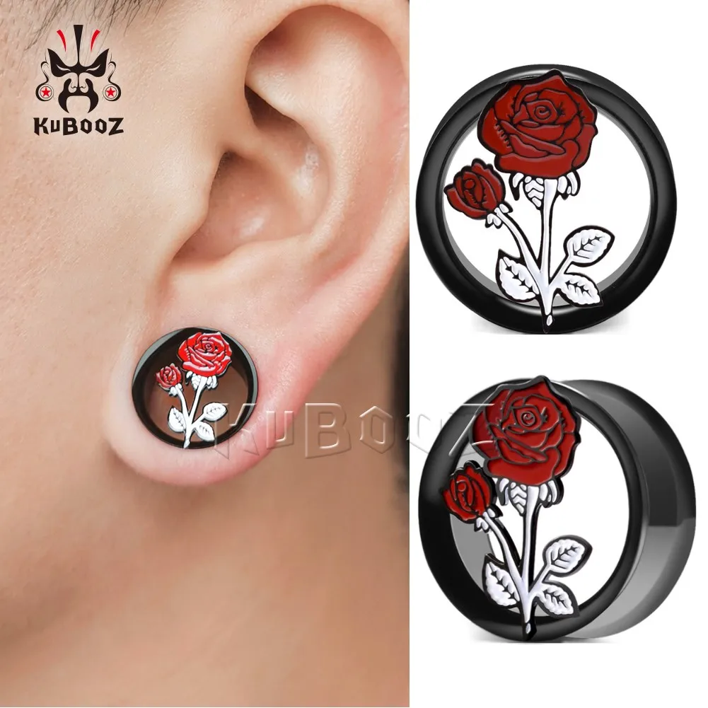 Wholesale Price Stainless Steel Rose Ear Piercing Tunnels Plugs Gauges Earrings Body Jewelry Expanders Stretchers 28PCS